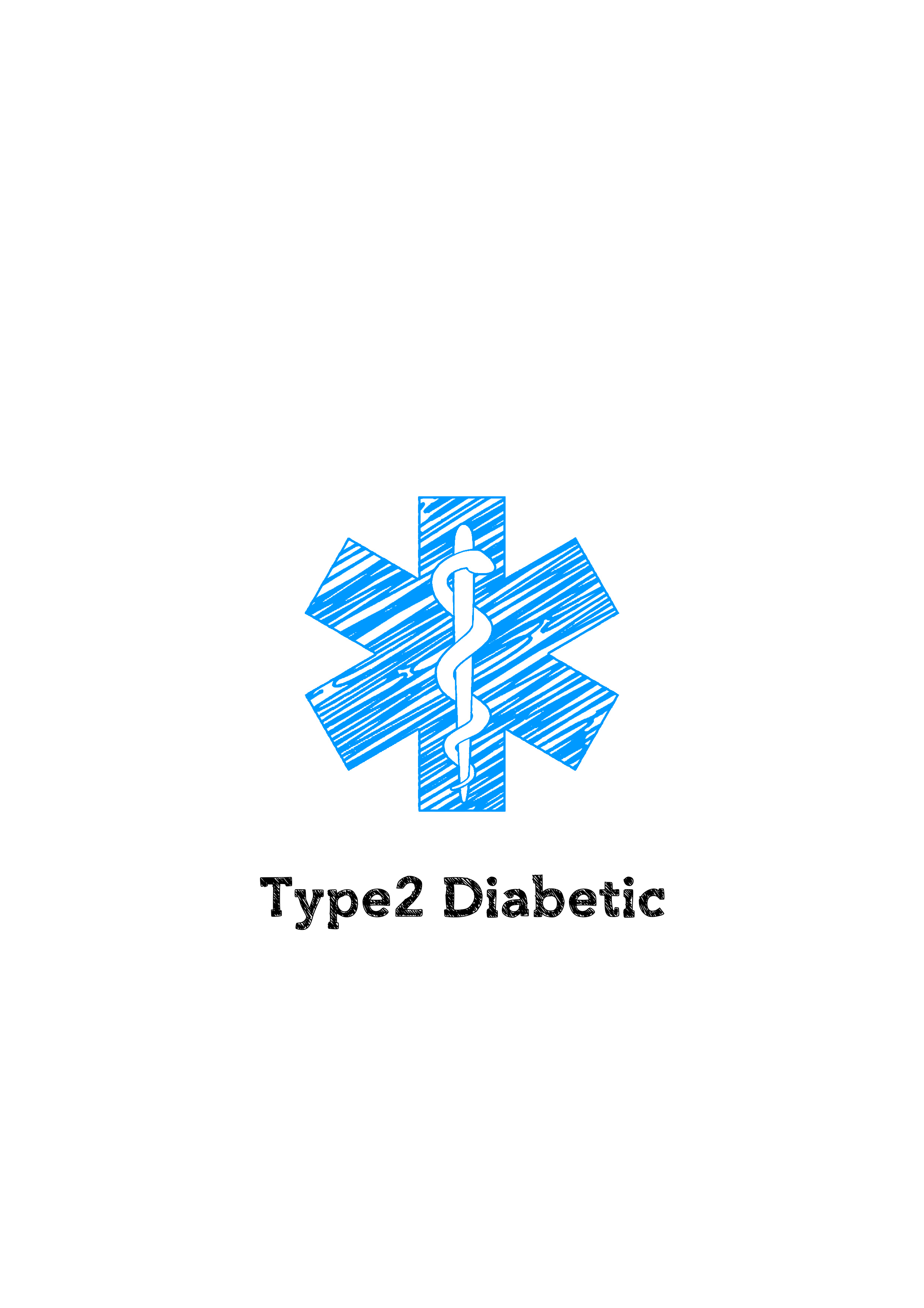 Lock screen wallpaper with a blue Star of Life symbol above the words Type 2 Diabetic.