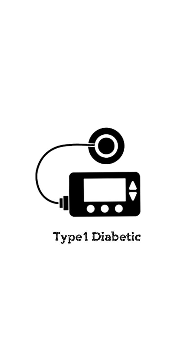 Lock screen wallpaper with an insulin pump icon above the words Type 1 Diabetic.