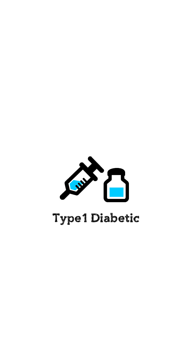 Lock screen wallpaper with a syringe and insulin vial icon above the words Type 1 Diabetic.